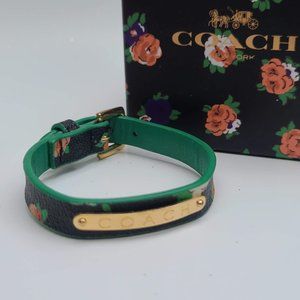 Coach Floral Leather Buckle Bracelet